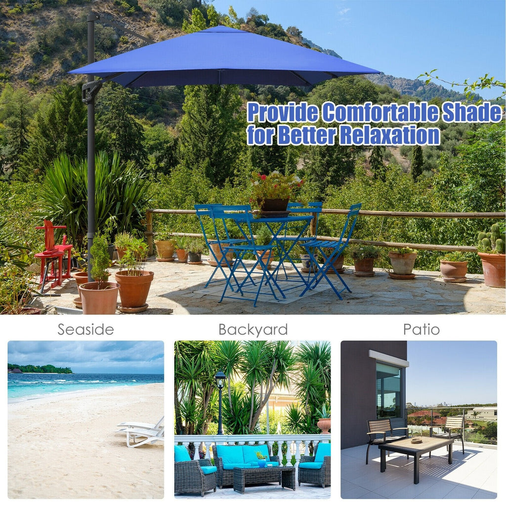 10 x13 Feet Rectangular Cantilever Umbrella with 360° Rotation Function-Beige