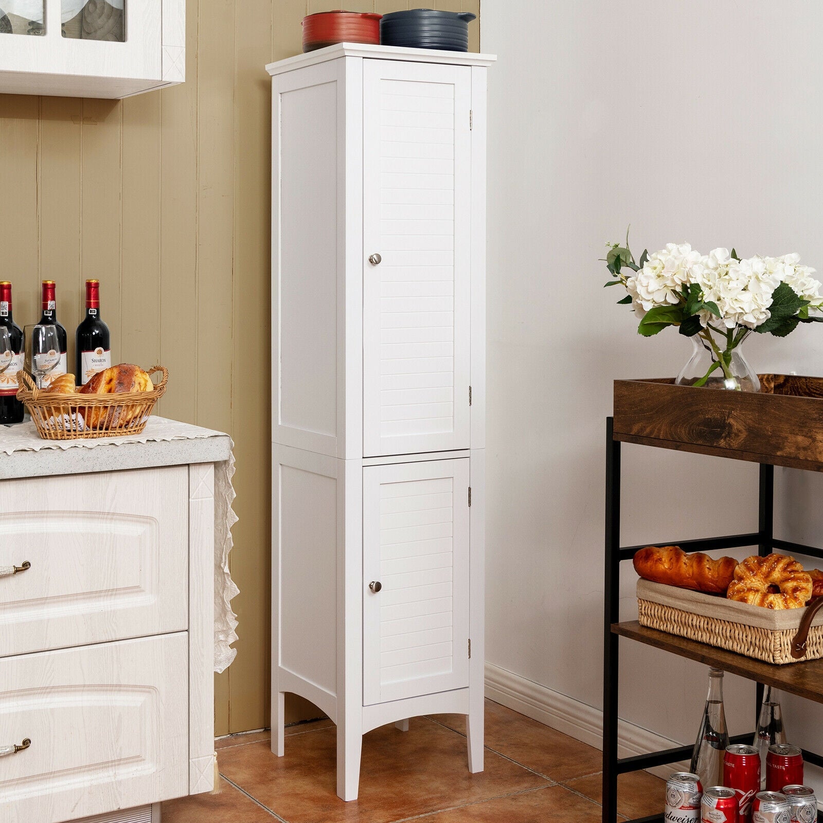 Freestanding Bathroom Storage Cabinet for Kitchen and Living Room-Black
