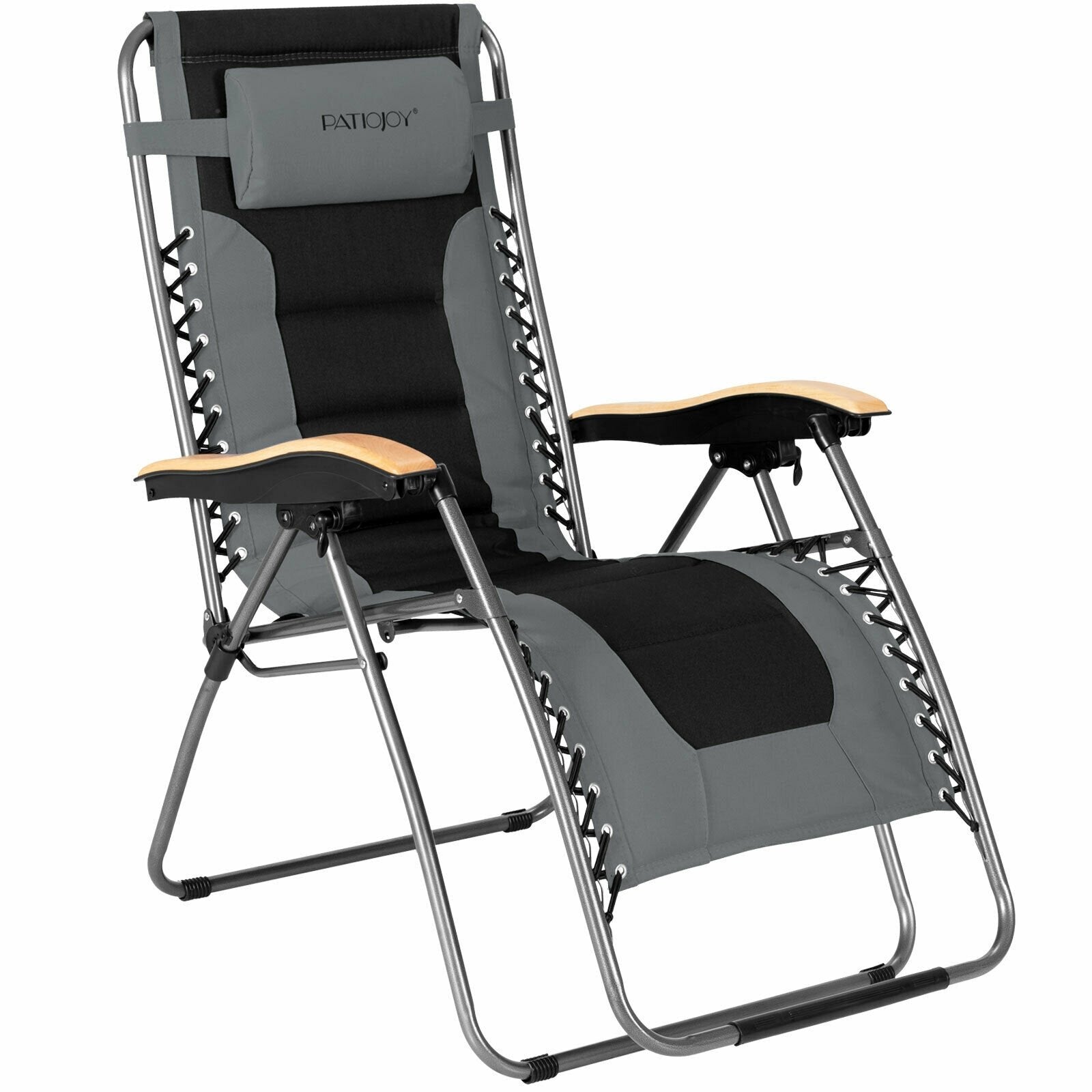 Oversize Folding Adjustable Padded Zero Gravity Lounge Chair-Blue