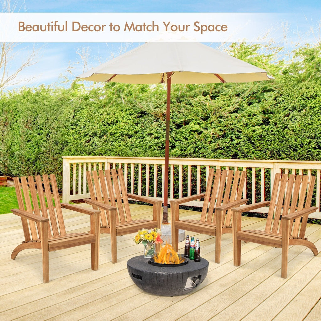 Outdoor Durable Patio Acacia Wood Adirondack Lounge Armchair-Black