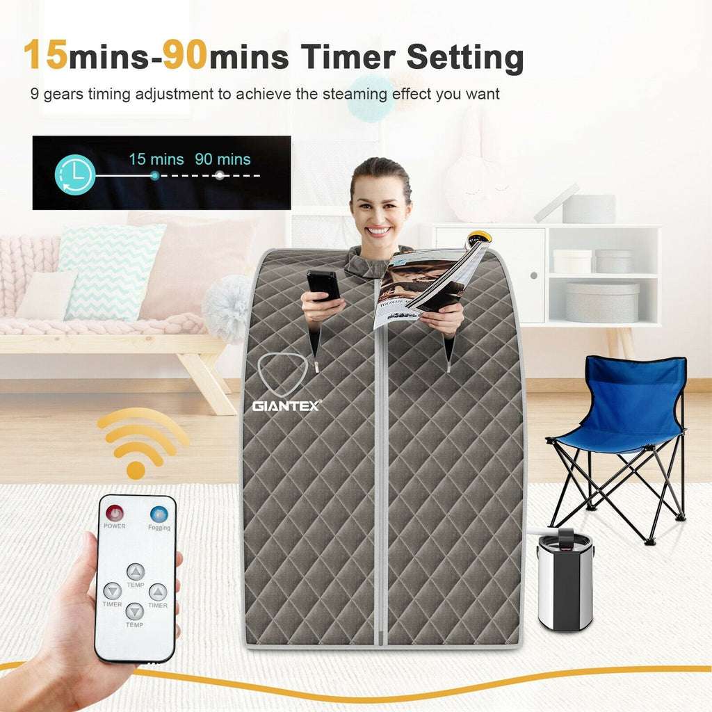 Portable Personal Steam Sauna Spa with 3L Blast-proof Steamer Chair-Black
