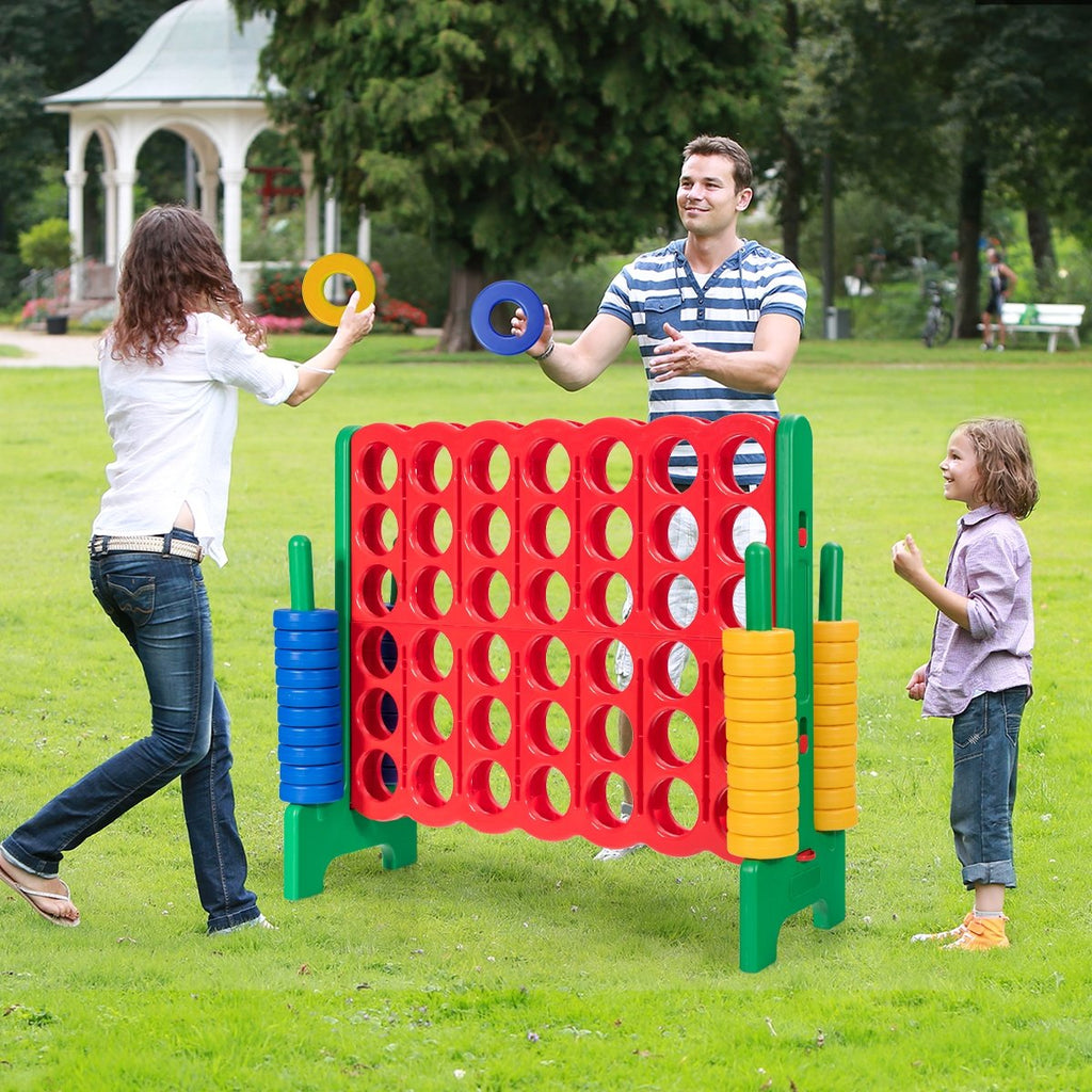 Jumbo 4-to-Score Giant Game Set with 42 Jumbo Rings and Quick-Release Slider-Blue