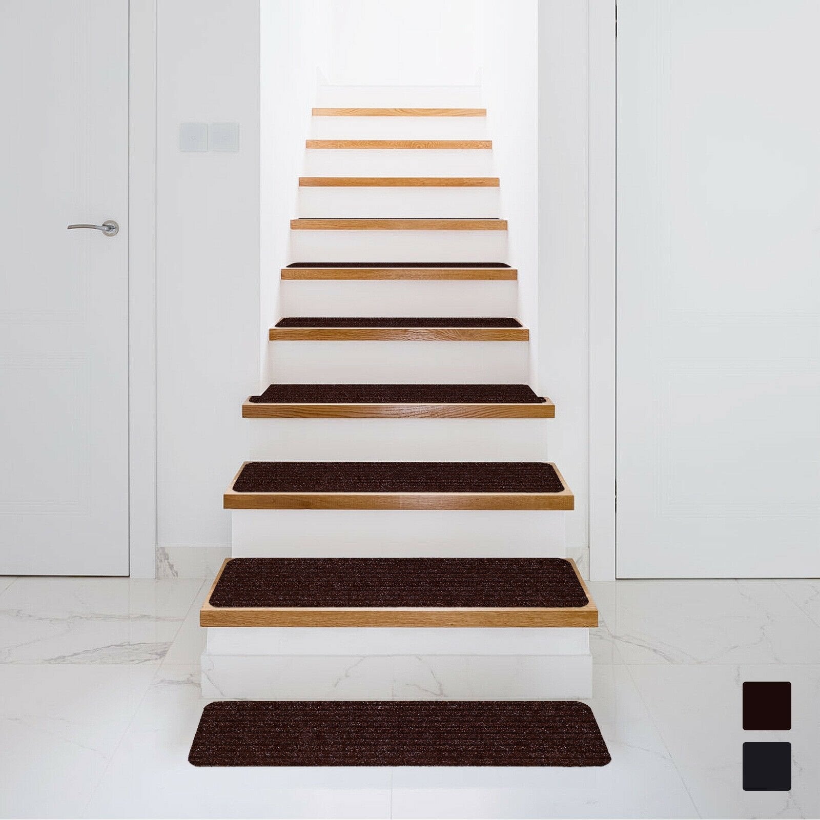 15 Pieces 30 x 8 Inch Slip Resistant Soft Stair Treads Carpet-Black