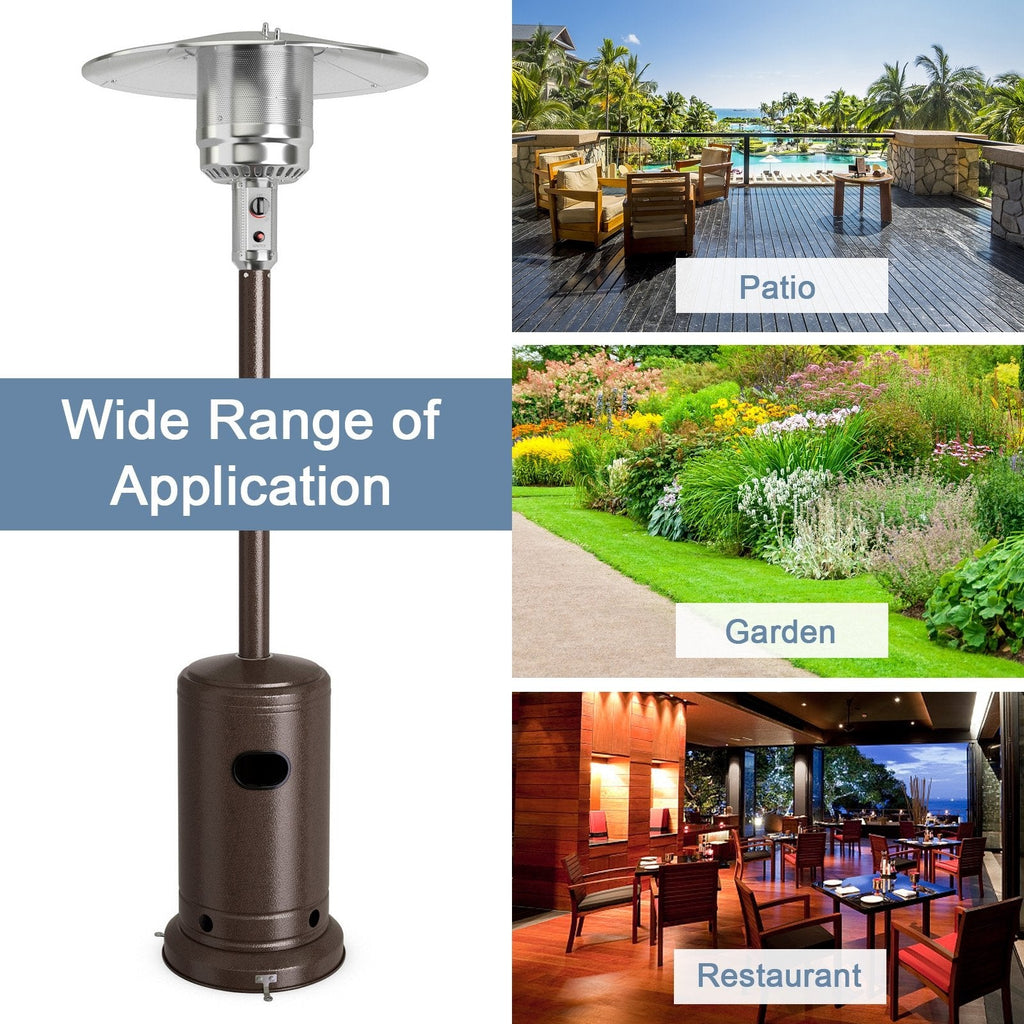 50000 BTU Stainless Steel Propane Patio Heater with Trip over Protection-Black