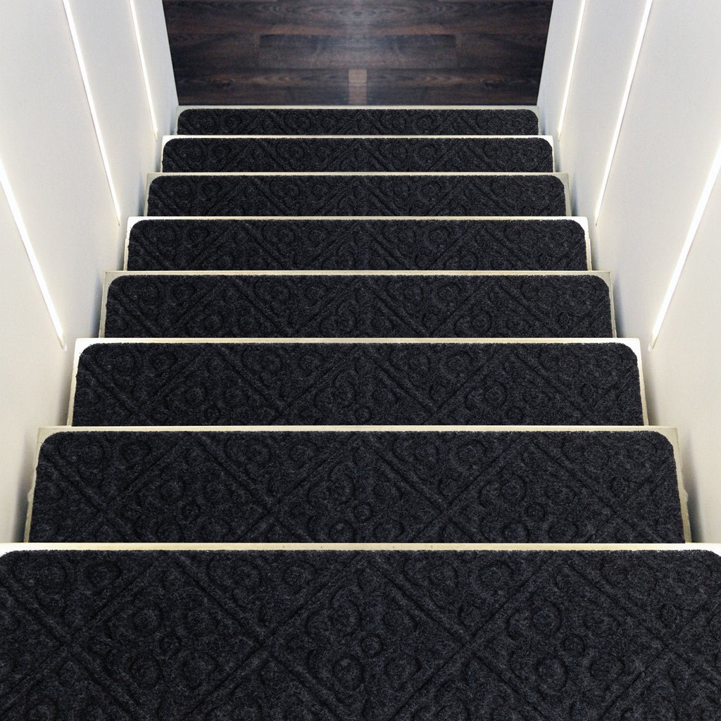 15Pcs Indoor Non-Slip Stair Carpet Mats for Wooden Steps-Brown