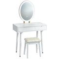 Touch Screen Vanity Makeup Table Stool Set-Black