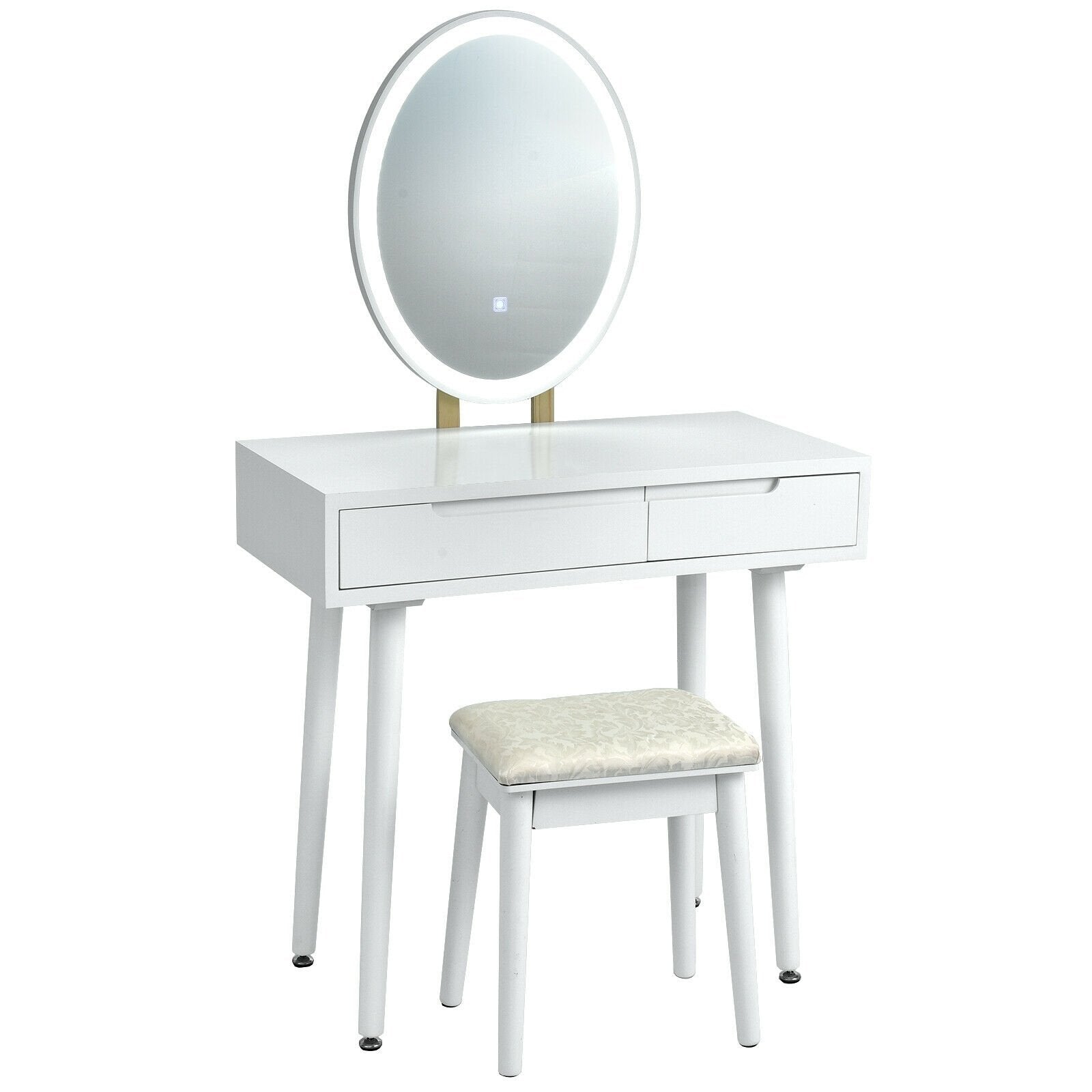 Touch Screen Vanity Makeup Table Stool Set-Black