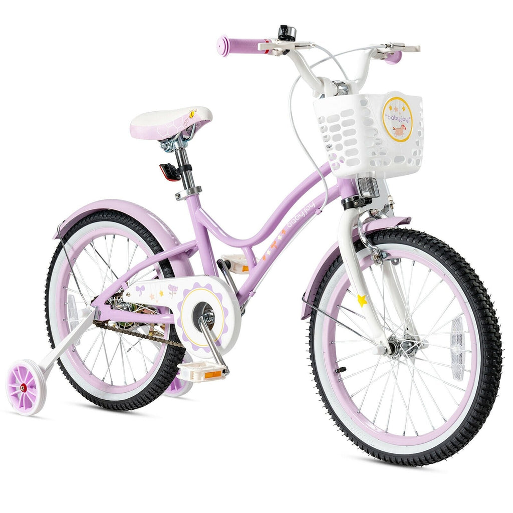 18 Inch Kids Adjustable Bike Toddlers with Training Wheels-Pink