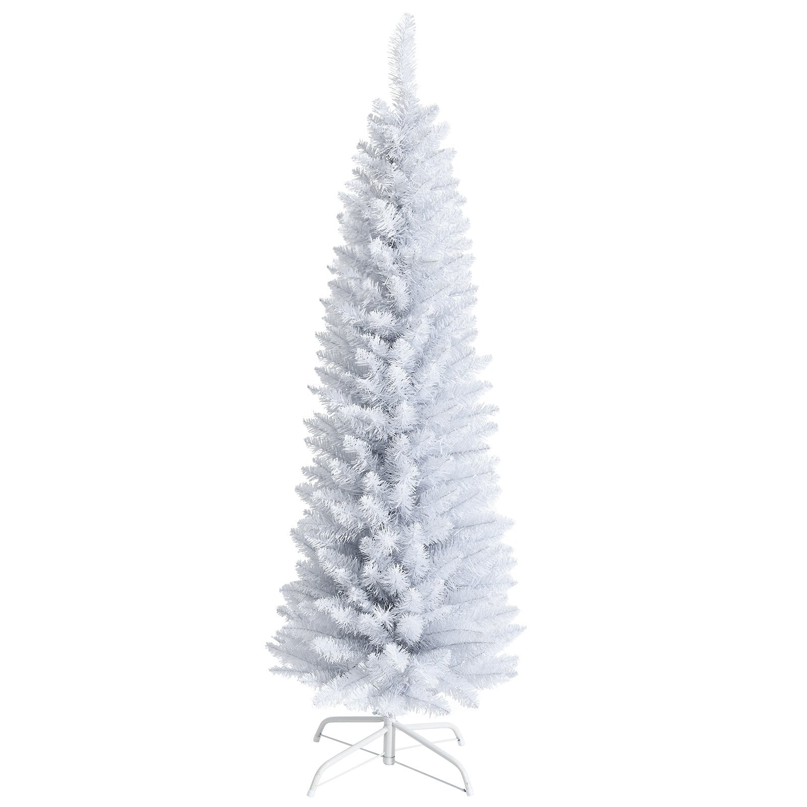 Slim Artificial Christmas Pencil Tree with PVC Needles and Folding Metal Stand-5'