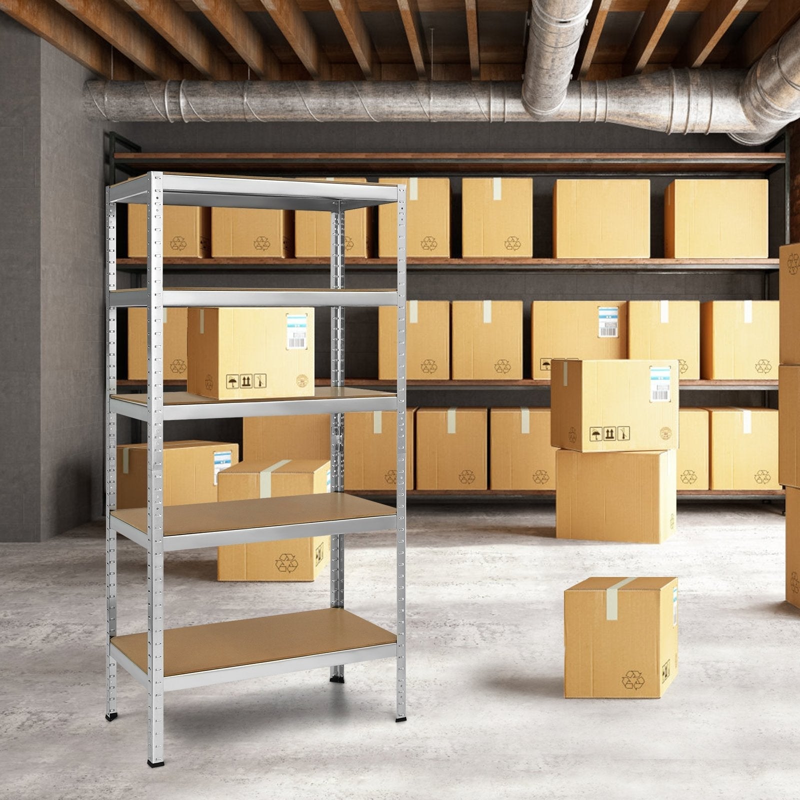71 inch Heavy Duty Steel Adjustable 5 Level Storage Shelves-Black