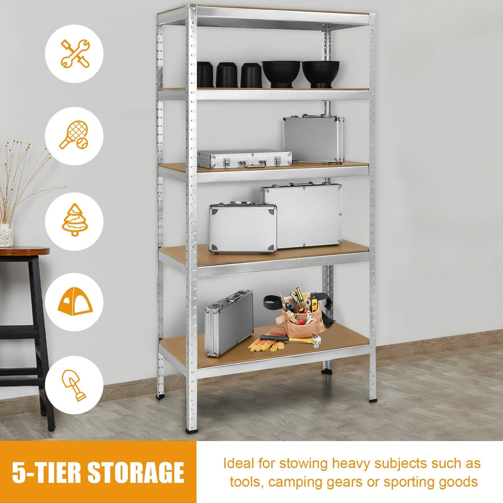 71 inch Heavy Duty Steel Adjustable 5 Level Storage Shelves-Black