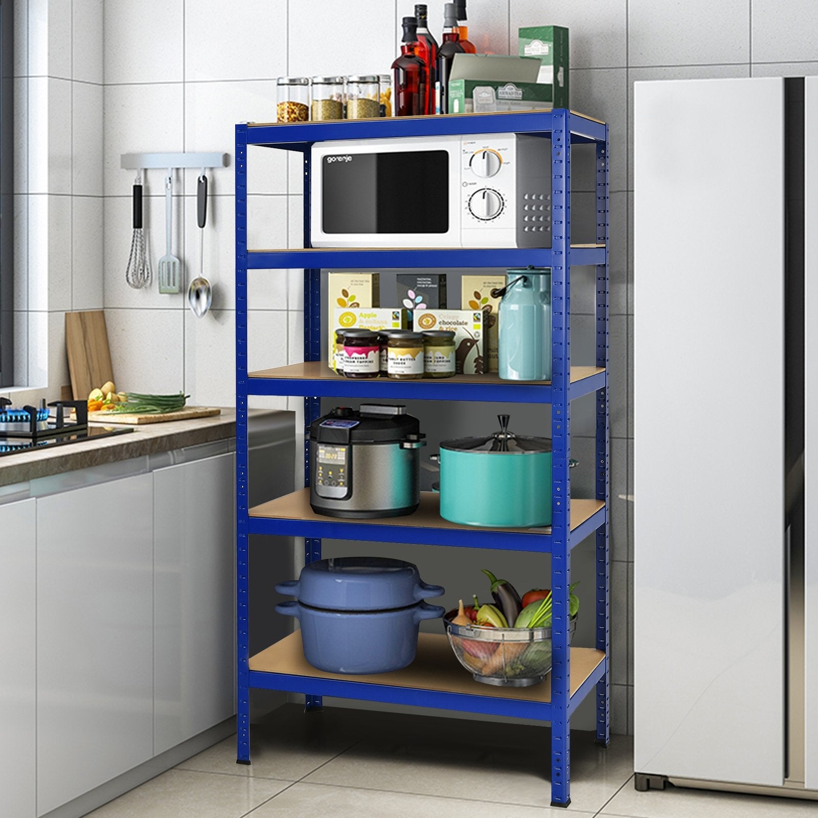 71 inch Heavy Duty Steel Adjustable 5 Level Storage Shelves-Black