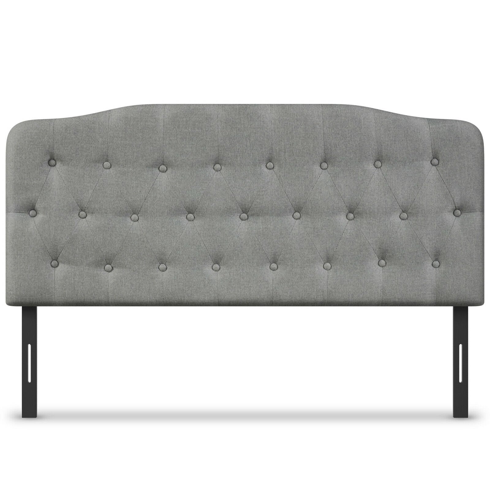 Queen Upholstered Headboard with Adjustable Heights-Dark Gray