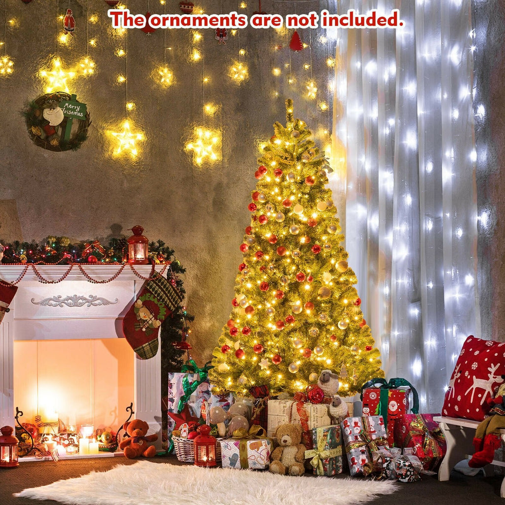 Artificial Hinged Christmas Tree with Remote-controlled Color-changing LED Lights-7'