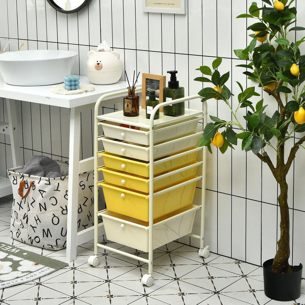 6 Drawers Rolling Storage Cart Organizer-Black