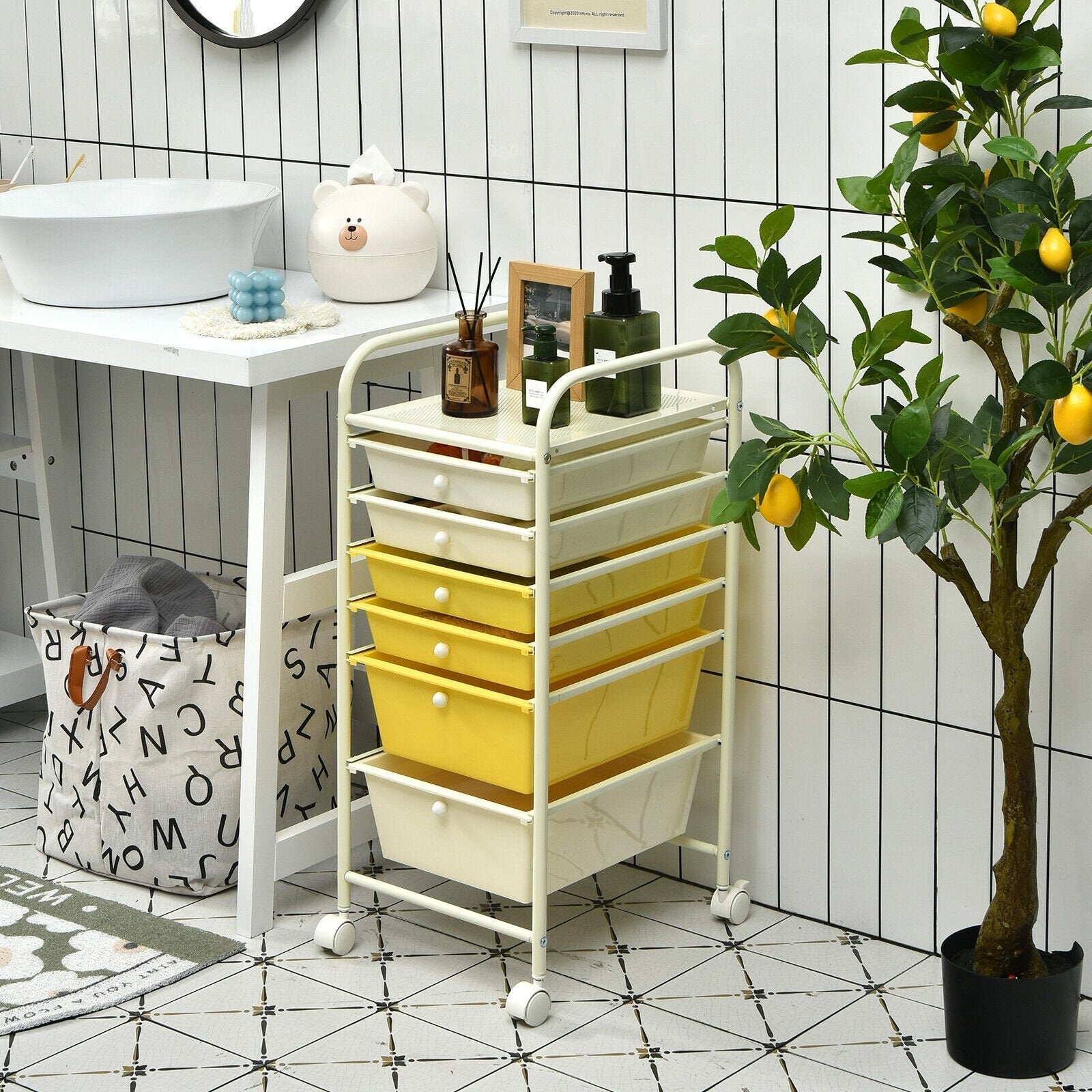 6 Drawers Rolling Storage Cart Organizer-Black