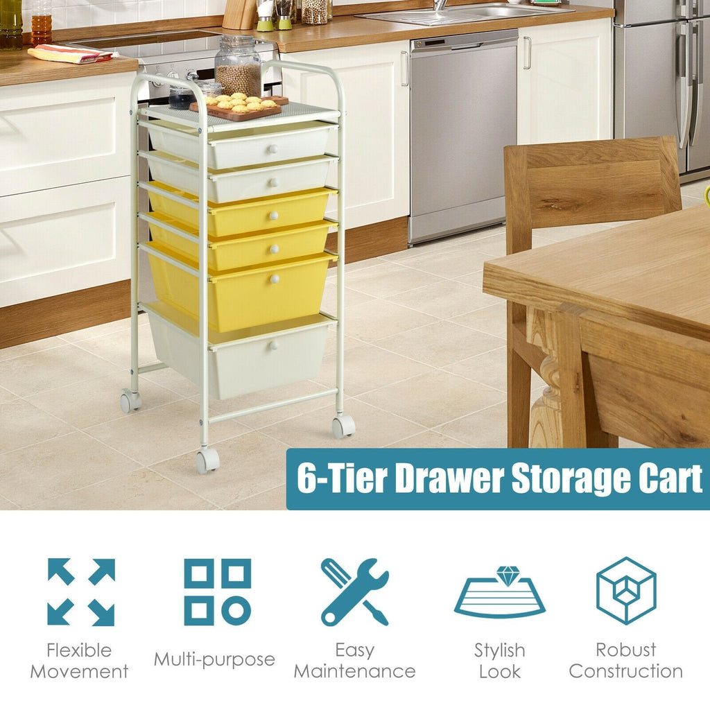 6 Drawers Rolling Storage Cart Organizer-Black