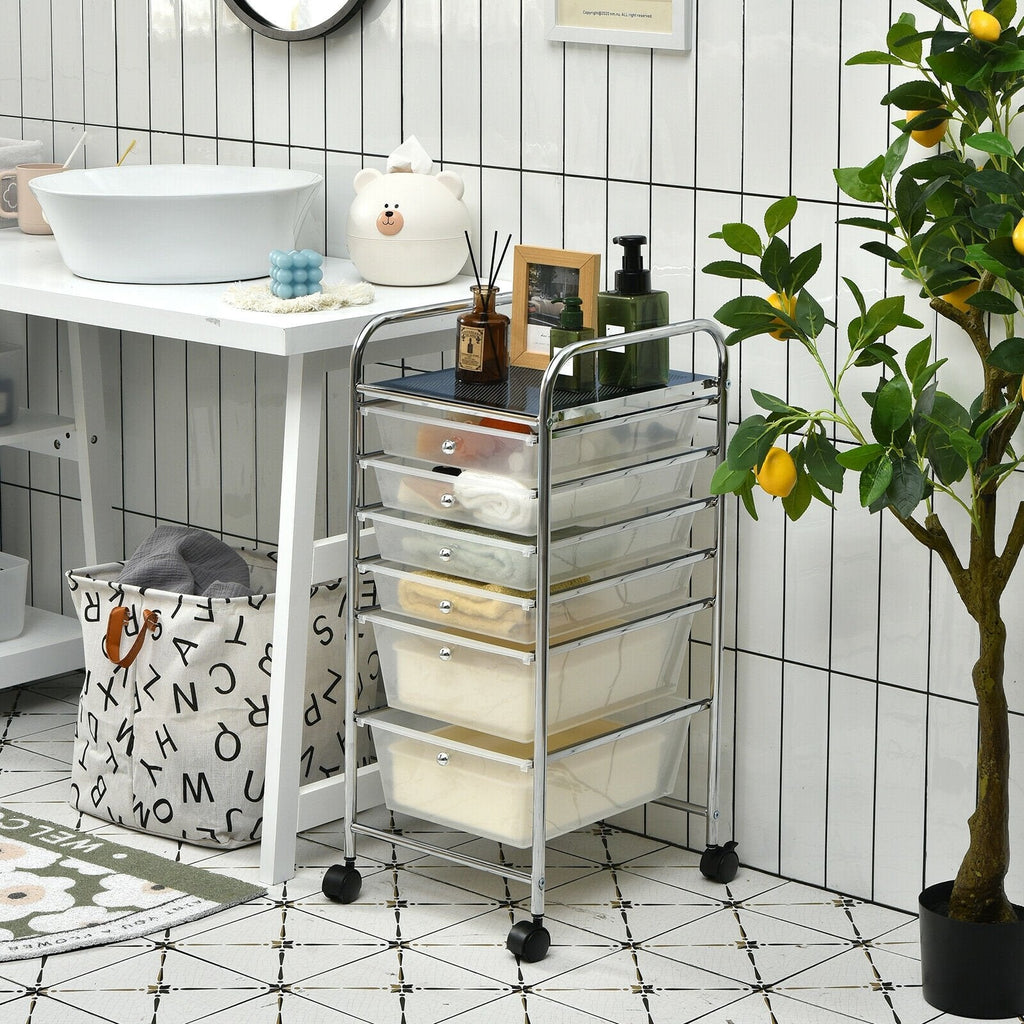6 Drawers Rolling Storage Cart Organizer-Black