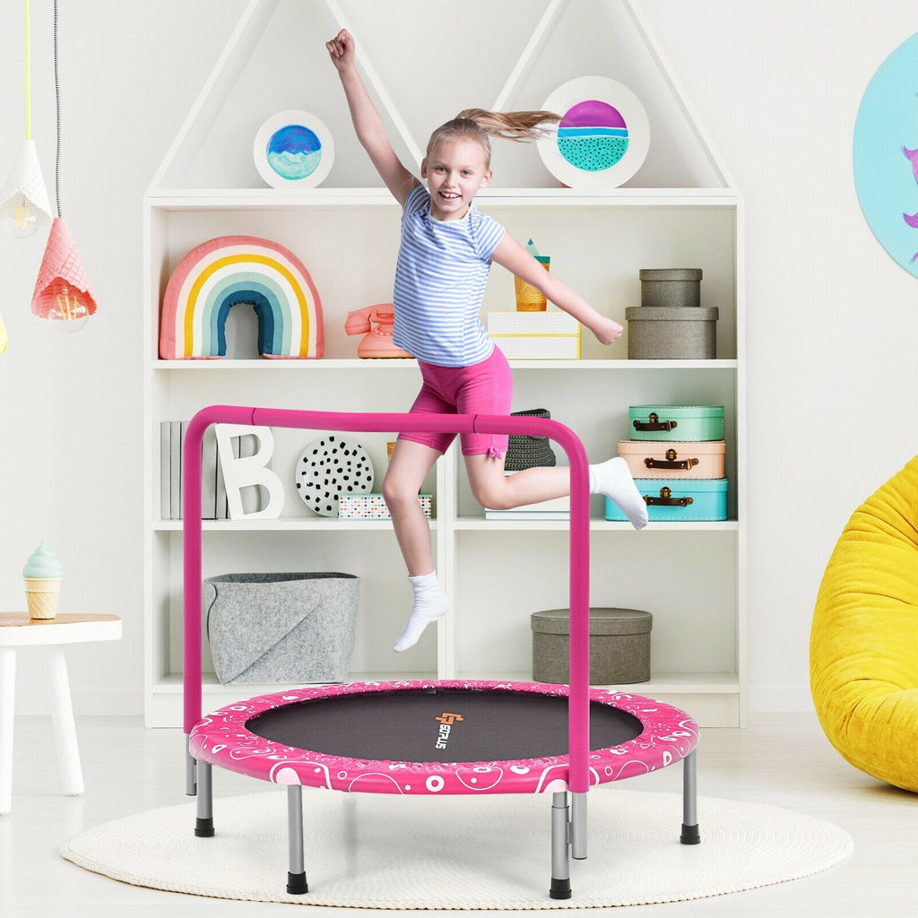 36 Inch Kids Trampoline Mini Rebounder with Full Covered Handrail -Blue