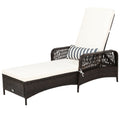 PE Rattan Armrest Chaise Lounge Chair with Adjustable Pillow