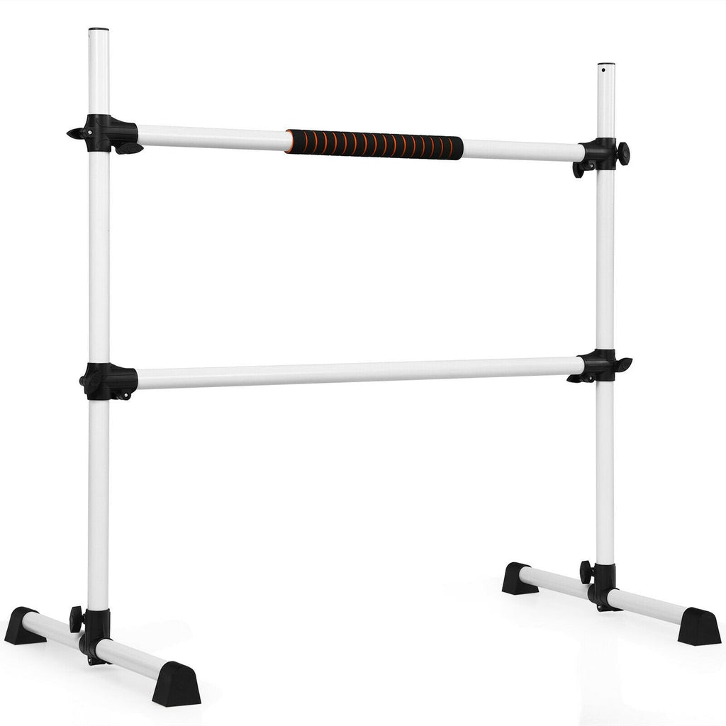 4 Feet Portable Freestanding Stable Construction Pilates Ballet Barre with Double Dance Bar-Gray
