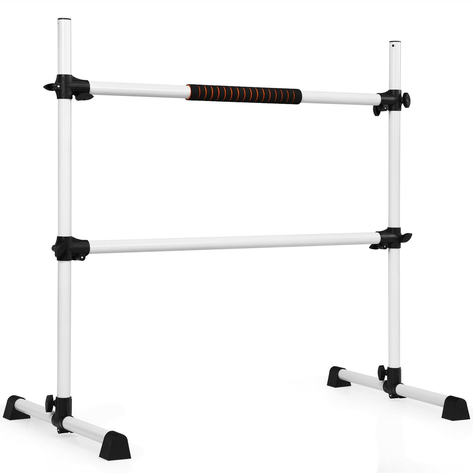 4 Feet Portable Freestanding Stable Construction Pilates Ballet Barre with Double Dance Bar-Gray