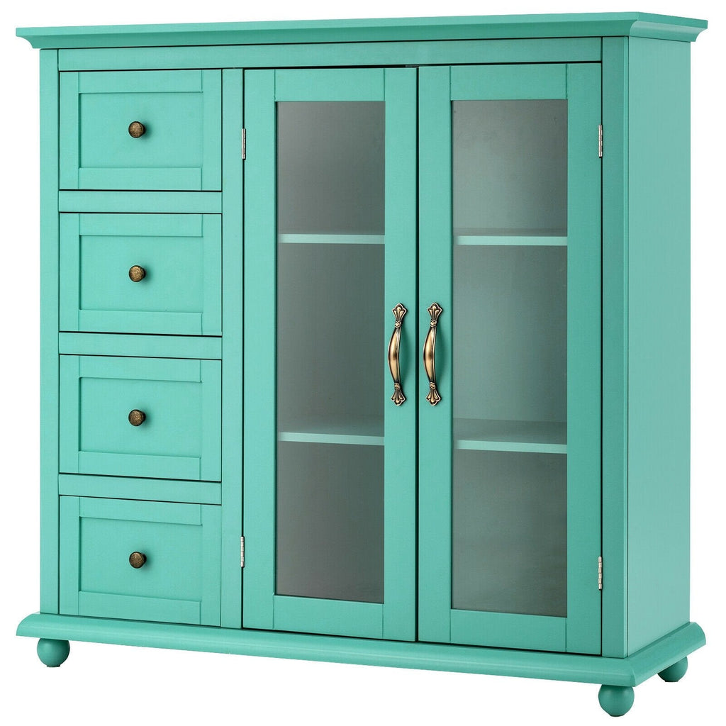 Buffet Sideboard Table Kitchen Storage Cabinet with Drawers and Doors-Blue