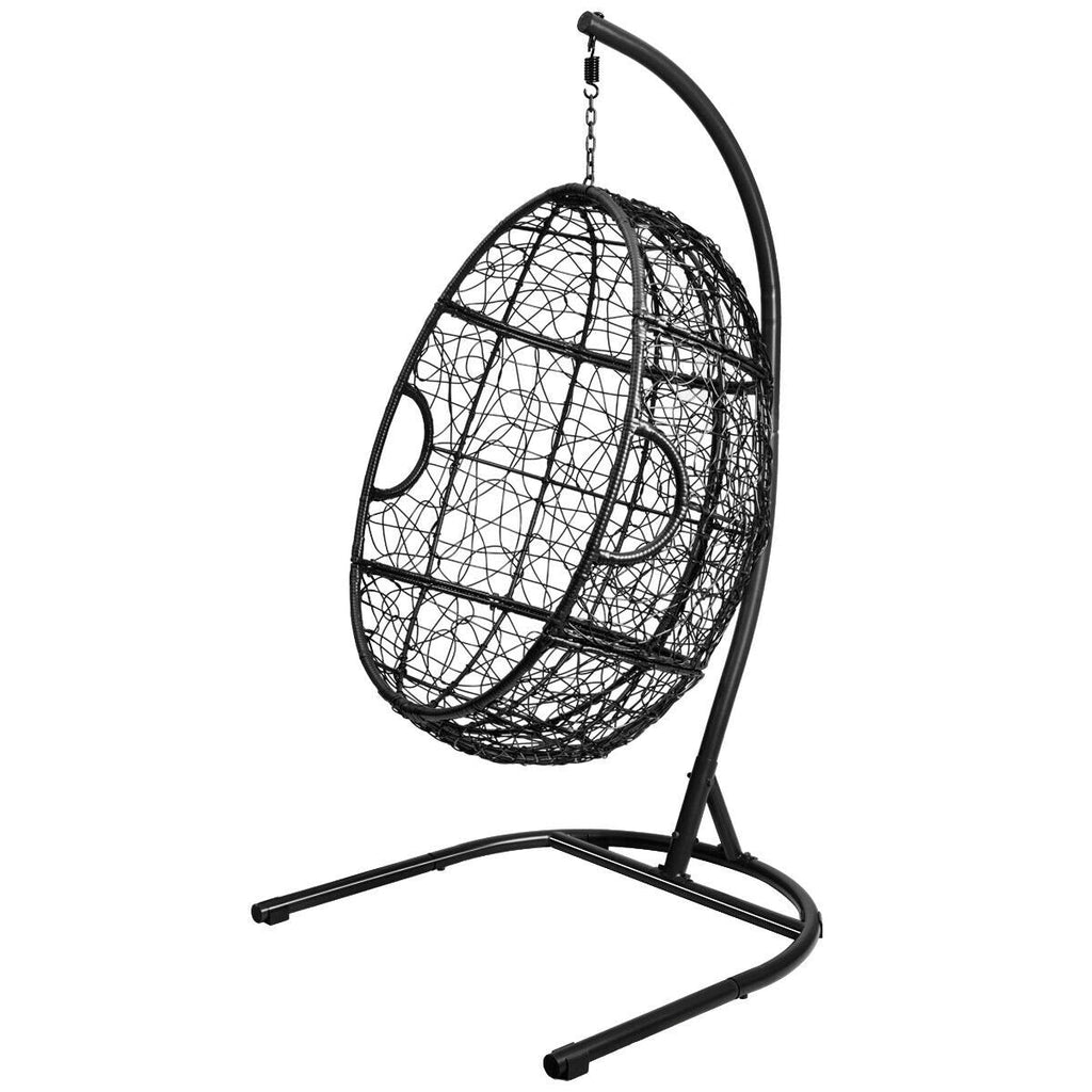 Hanging Cushioned Hammock Chair with Stand-Blue