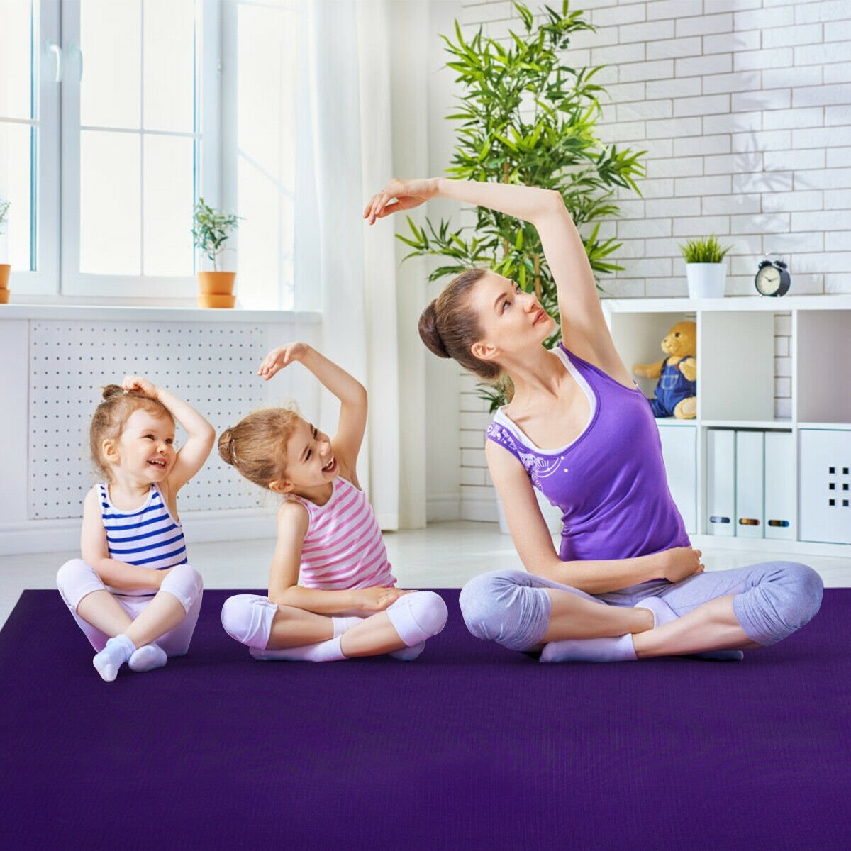 Large Yoga Mat 6' x 4' x 8 mm Thick Workout Mats-Black