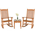 3 Pieces Eucalyptus Rocking Chair Set with Coffee Table