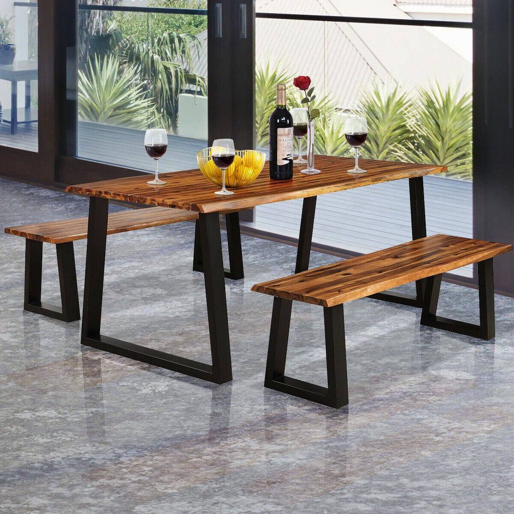 Solid Acacia Wood Patio Bench Dining Bench Seating Bench