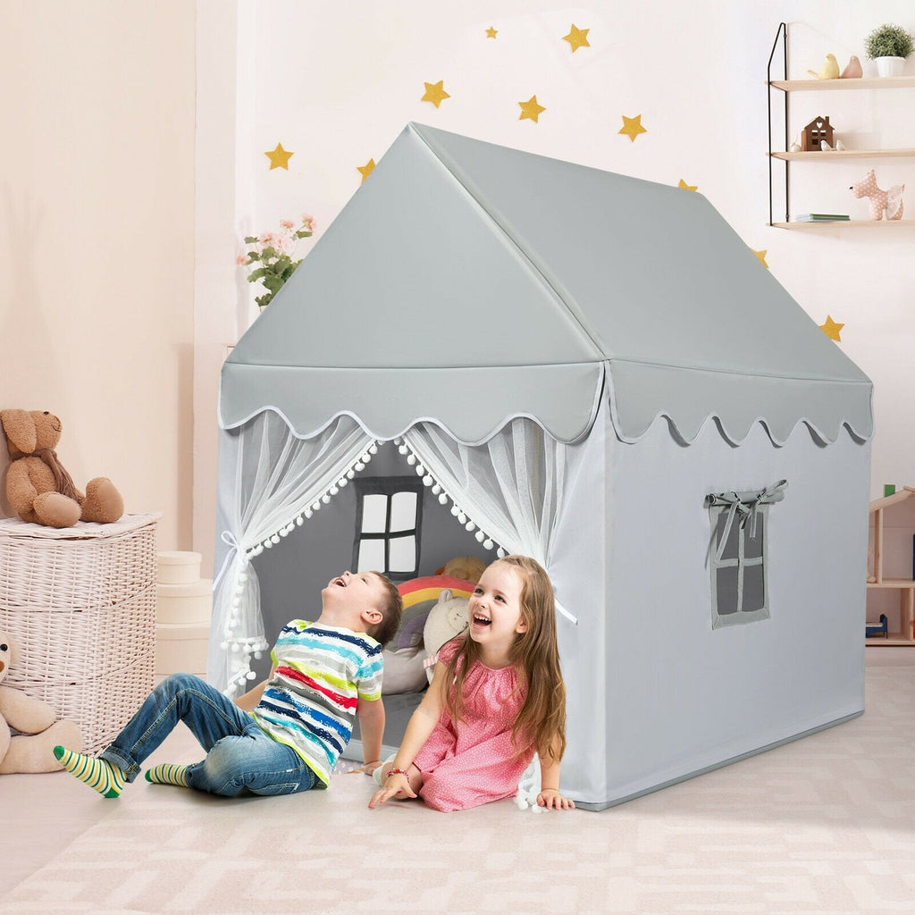 Kids Large Play Castle Fairy Tent with Mat-Beige