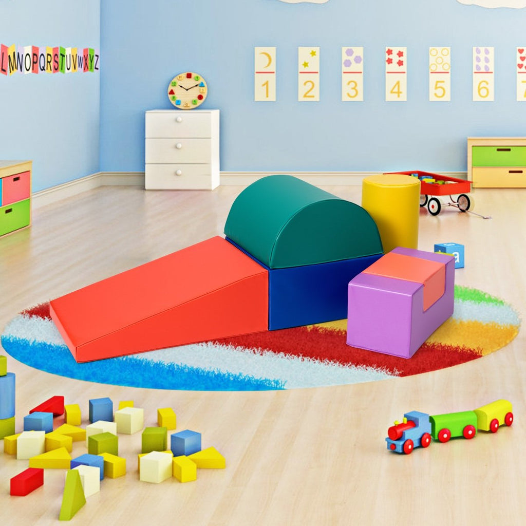 6 Piece Climb Crawl Play Set Indoor Kids  Toddler-Gray
