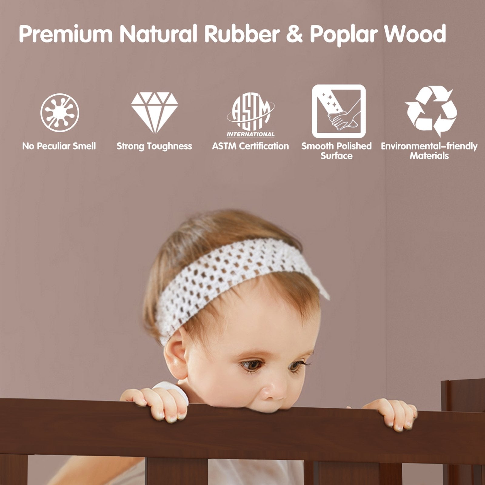 2-in-1 Convertible Toddler Bed with Guardrails-Brown