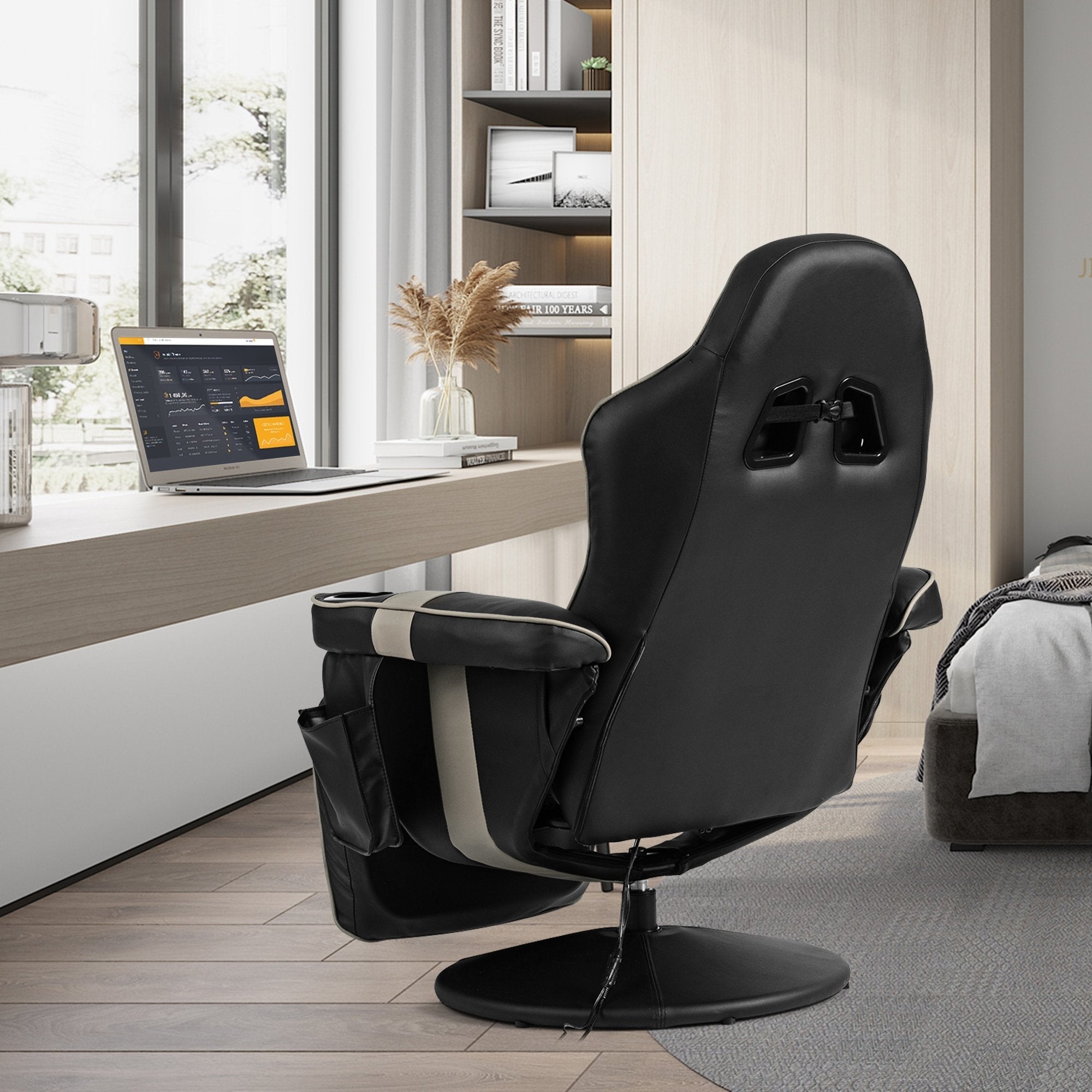 Ergonomic High Back Massage Gaming Chair with Pillow-Black