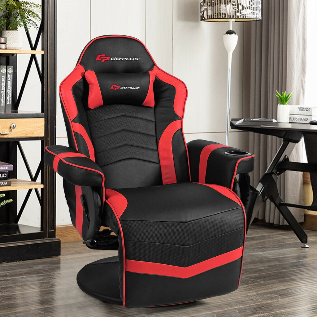 Ergonomic High Back Massage Gaming Chair with Pillow-Black