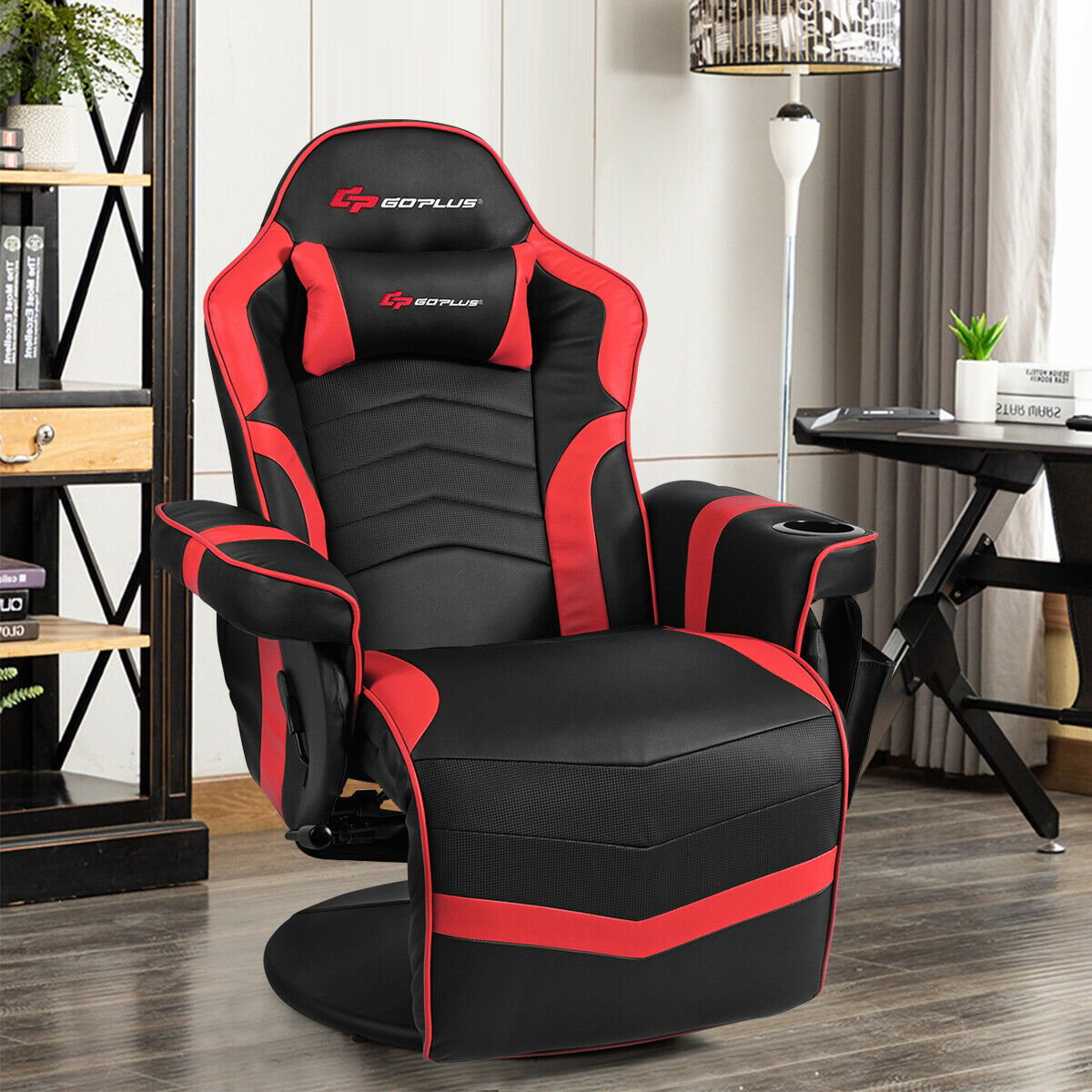 Ergonomic High Back Massage Gaming Chair with Pillow-Black