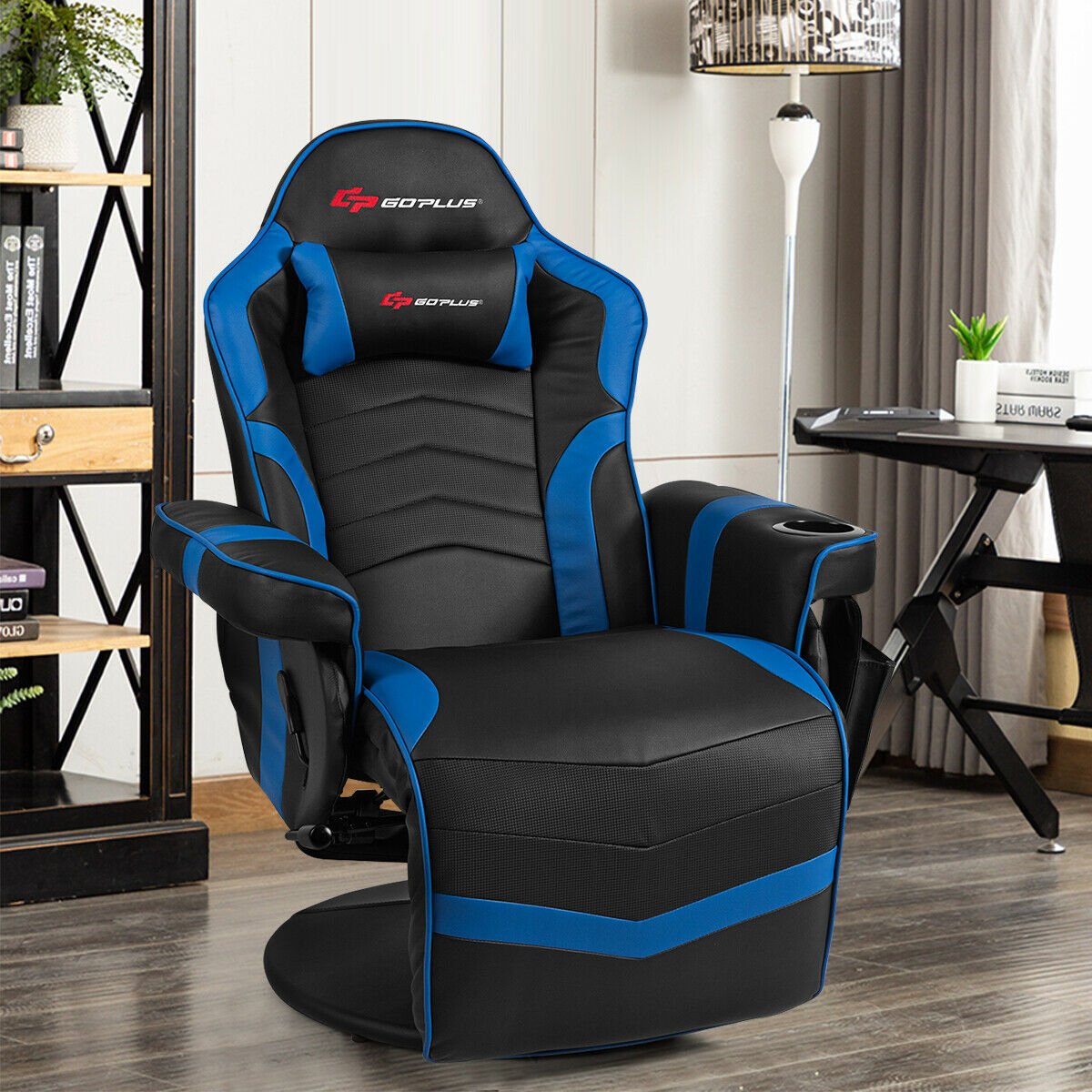 Ergonomic High Back Massage Gaming Chair with Pillow-Black