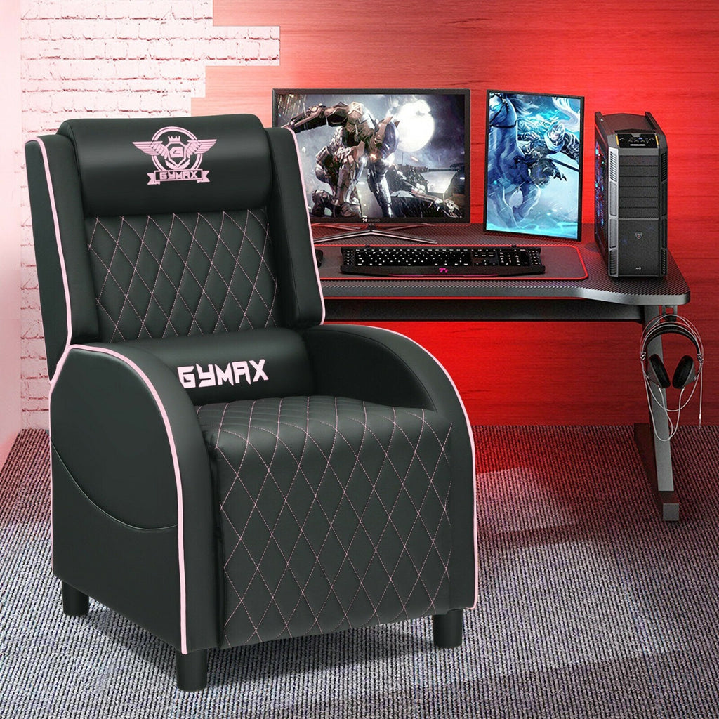 Massage Gaming Recliner Chair with Headrest and Adjustable Backrest for Home Theater-Blue