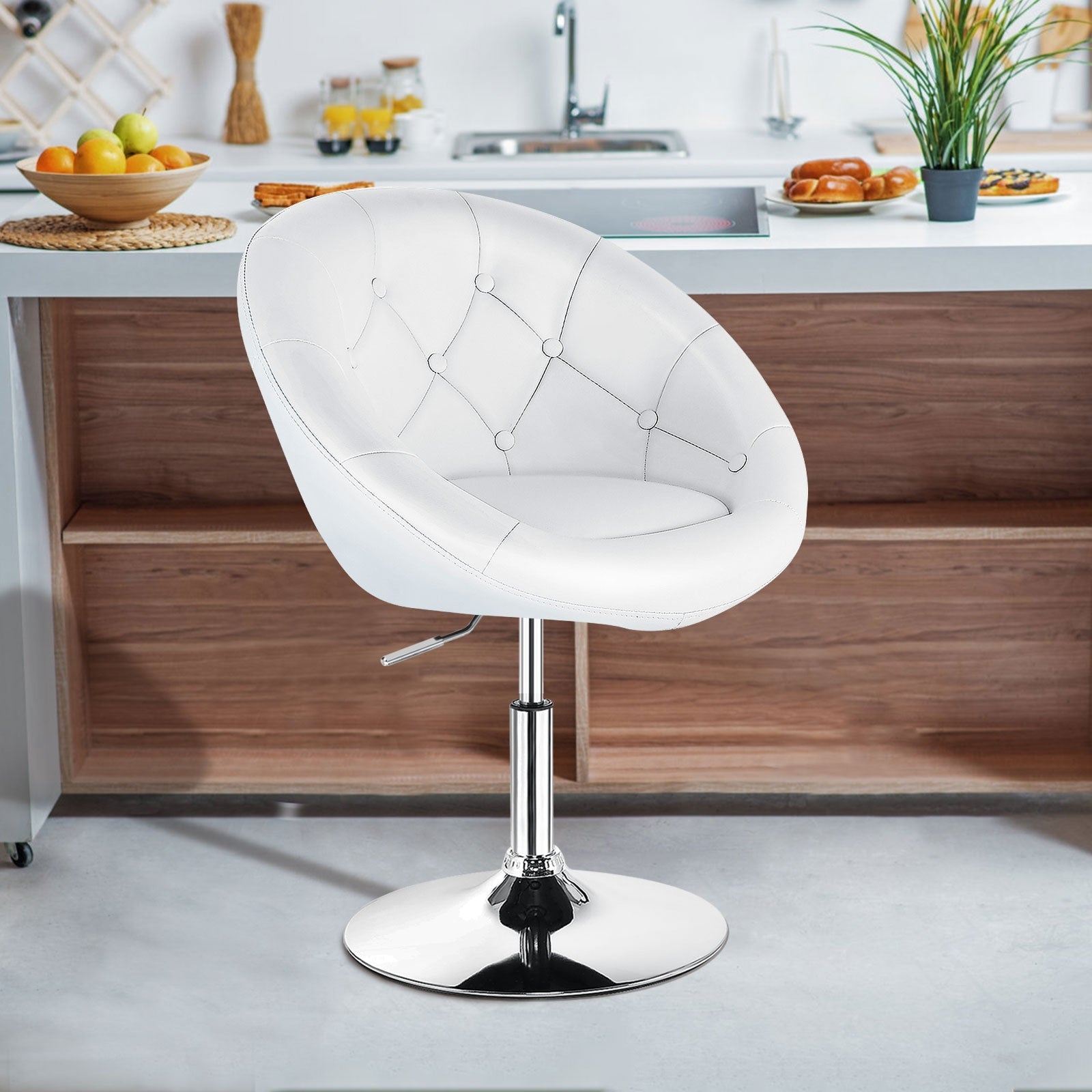 1 Piece Adjustable Modern Swivel Round Tufted-Black