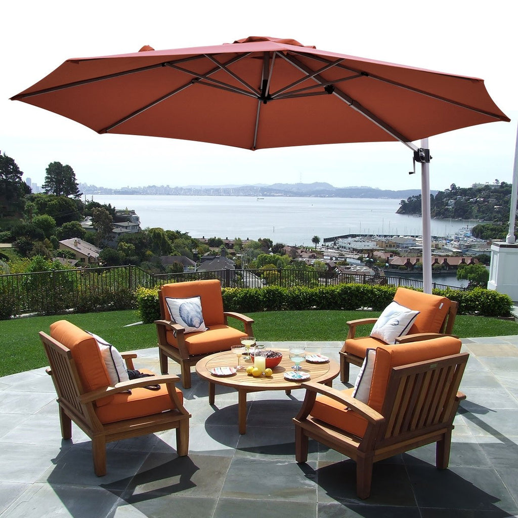 11 Feet Patio Offset Cantilever Umbrella 360° Rotation Aluminum Tilt-Beige