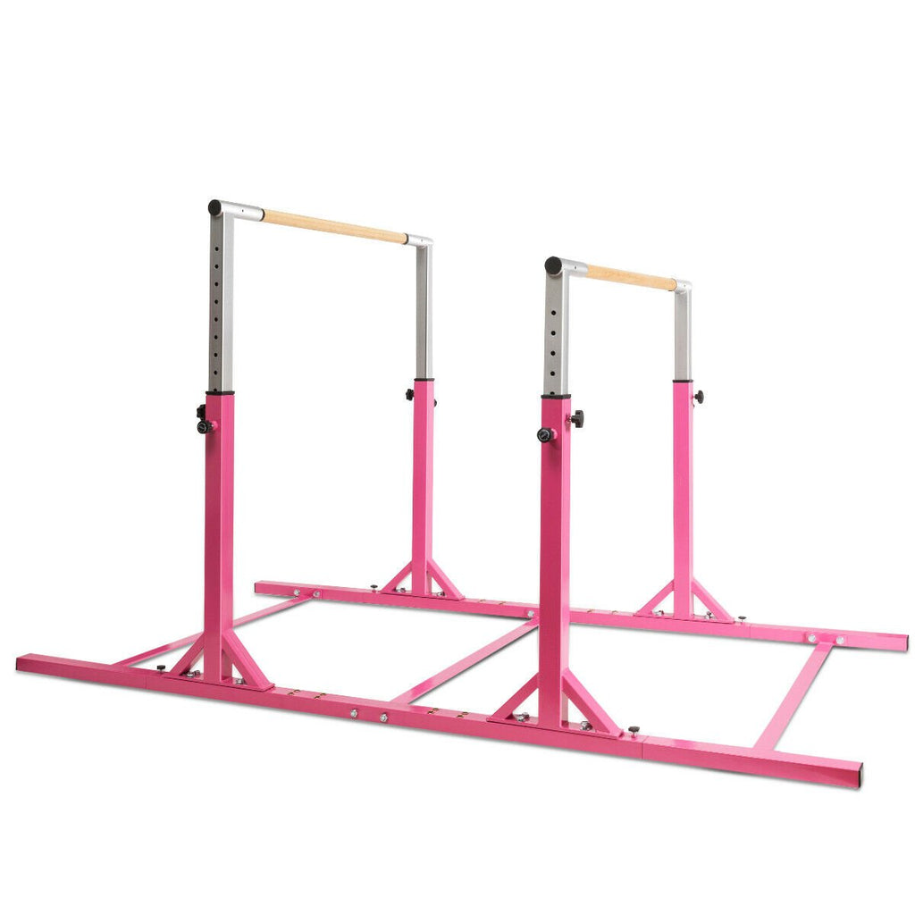 Kids Double Horizontal Bars Gymnastic Training Parallel Bars Adjustable-Blue