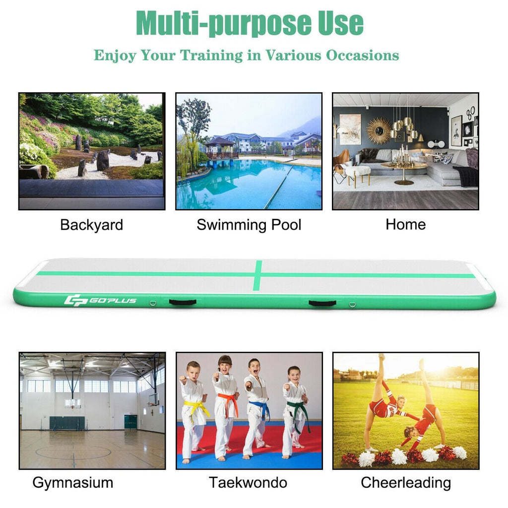 10 Feet Inflatable Gymnastics Tumbling Mat with Pump-Black