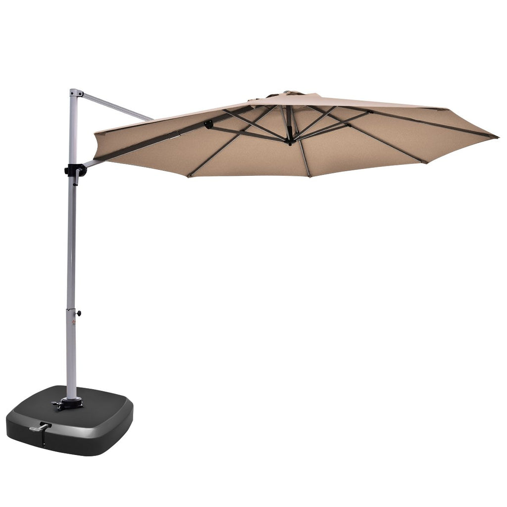 11 Feet Patio Offset Cantilever Umbrella 360° Rotation Aluminum Tilt-Beige