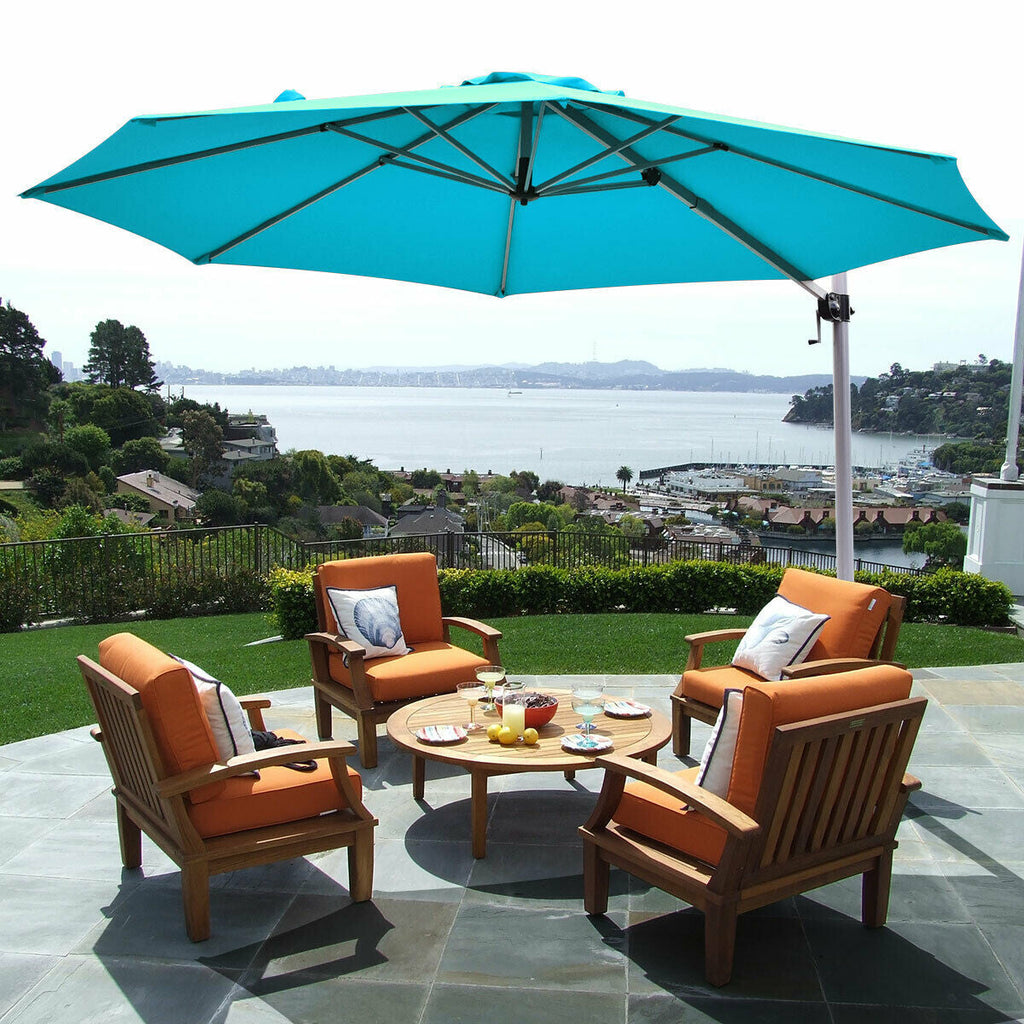 11 Feet Patio Offset Cantilever Umbrella 360° Rotation Aluminum Tilt-Beige