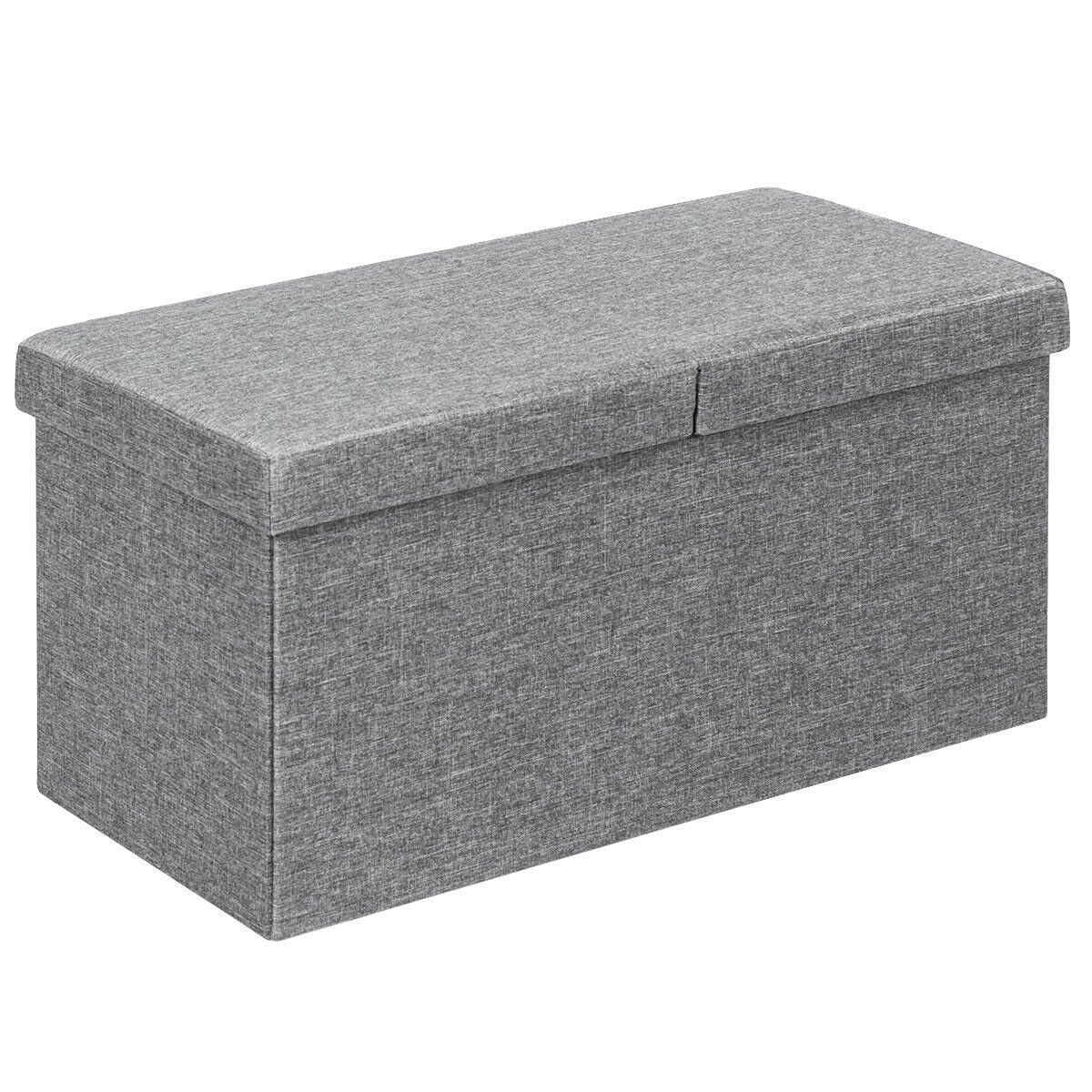 30 Inch Folding Storage Ottoman with Lift Top-Dark Gray