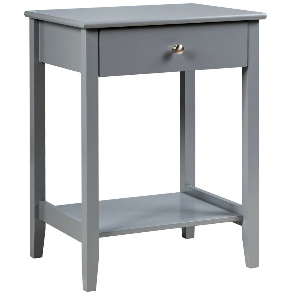 Wooden Bedside Sofa Table with Sliding Drawer-Brown