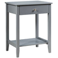 Wooden Bedside Sofa Table with Sliding Drawer-Brown