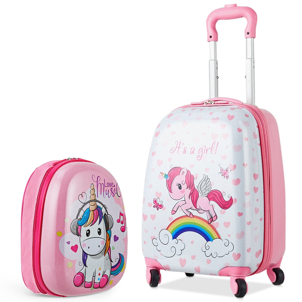 2 Pieces ABS Kids Suitcase Backpack Luggage Set