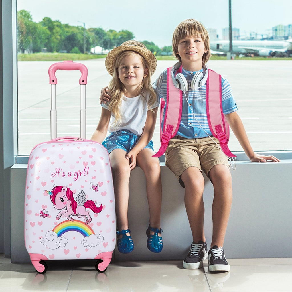 2 Pieces ABS Kids Suitcase Backpack Luggage Set